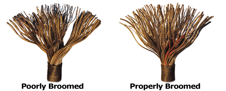 Porrly Broomed and Properly Broomed Rope End